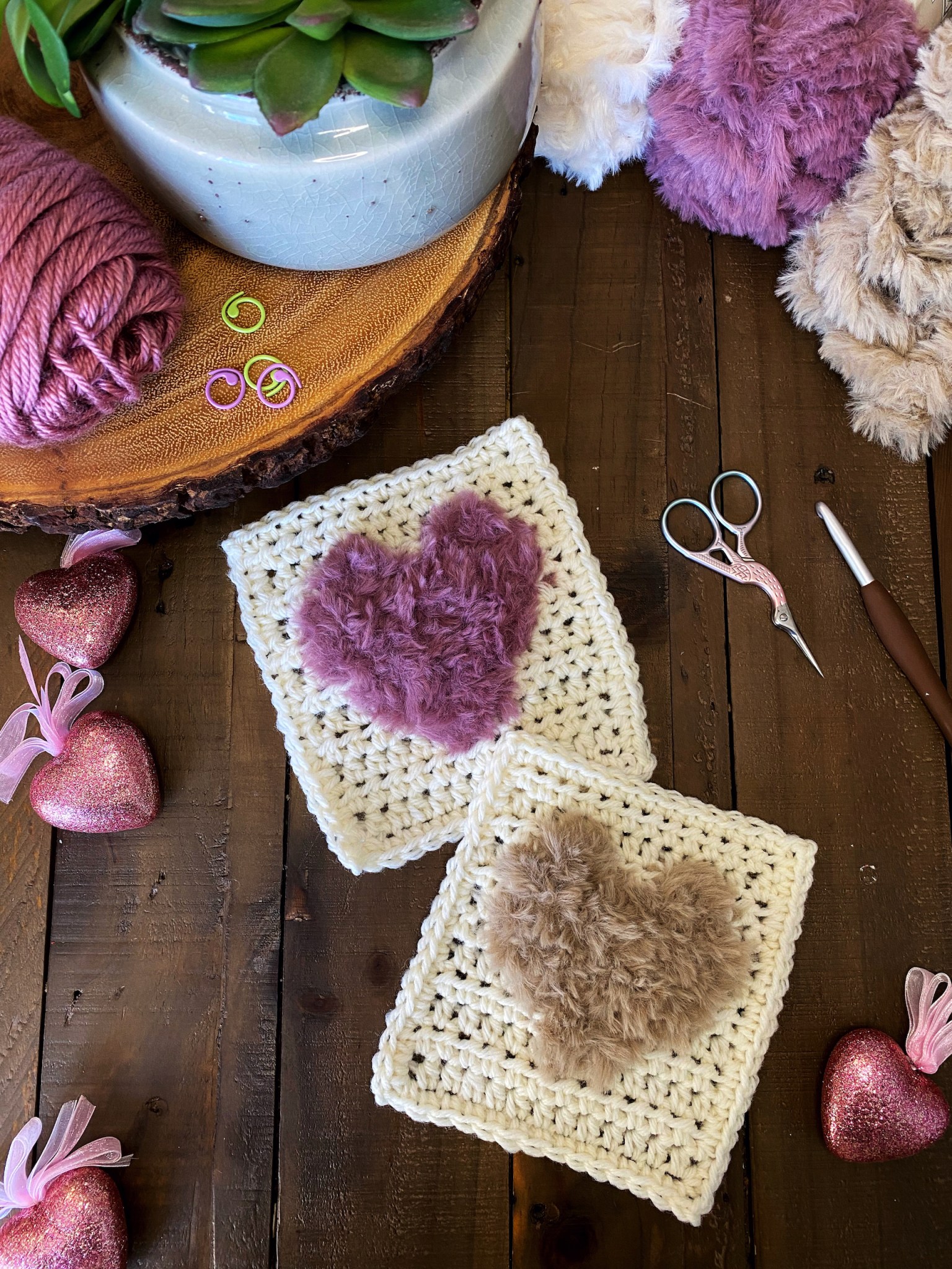 Crochet Heart Square Free Pattern