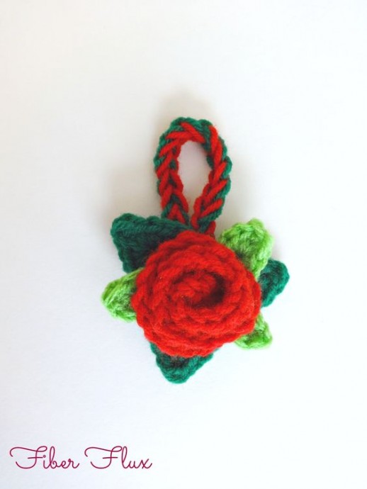 Crochet Christmas Rose Ornament