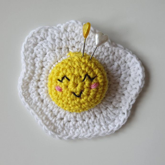 Crochet Fried Egg Pin Cushion