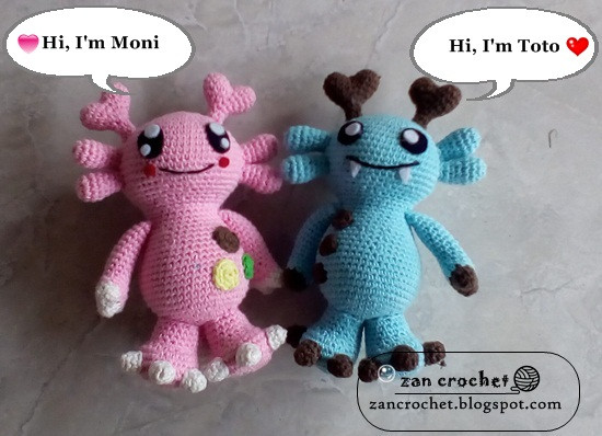 Crochet Toto and Moni Monster Toys