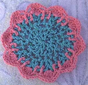 Crochet Shell Flower Dish Cloth