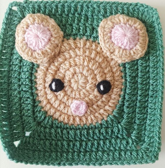 Crochet Mouse Granny Square