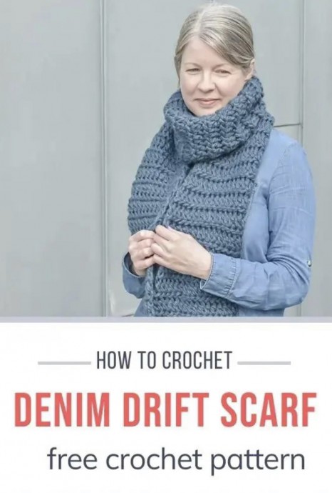 Crochet Denim Drift Scarf (Free Pattern)