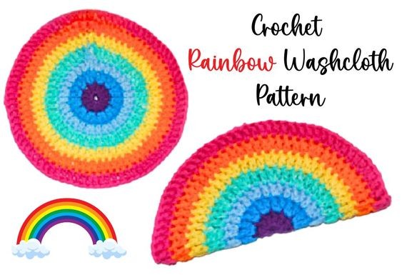 Crochet Beautiful Rainbow Washcloth