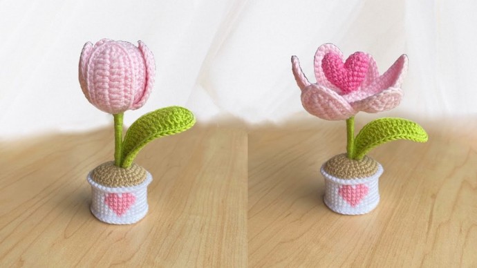 Crochet Tulip In Pot