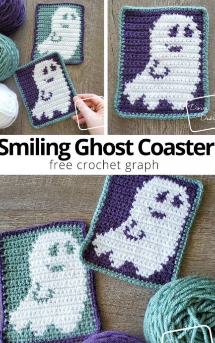 Crochet Smiling Ghost Coaster (Free Pattern)