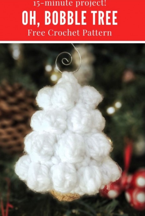 Crochet Bobble Tree Christmas Ornament (Free Pattern)