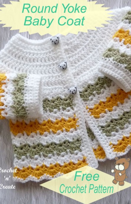 Crochet Round Yoke Baby Coat (Free Pattern)