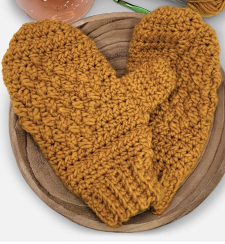 Crochet Rustic Diamond Mittens (Free Pattern)