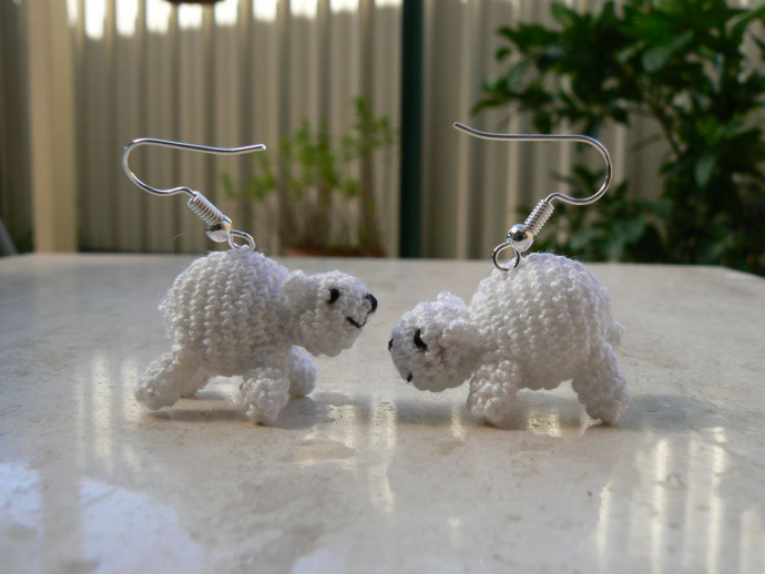 Crochet Polar Bear Earrings