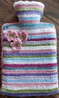 Crochet Stripy Hot Water Bottle Cosy