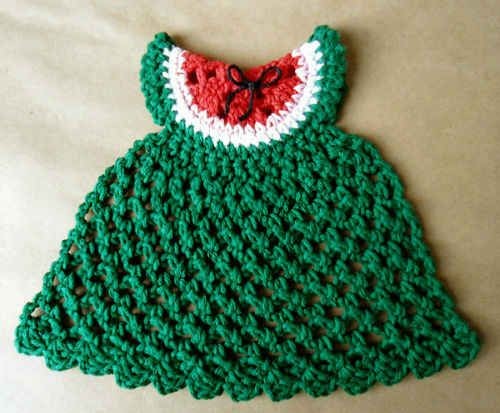 Crochet Watermelon Dress Dishcloth