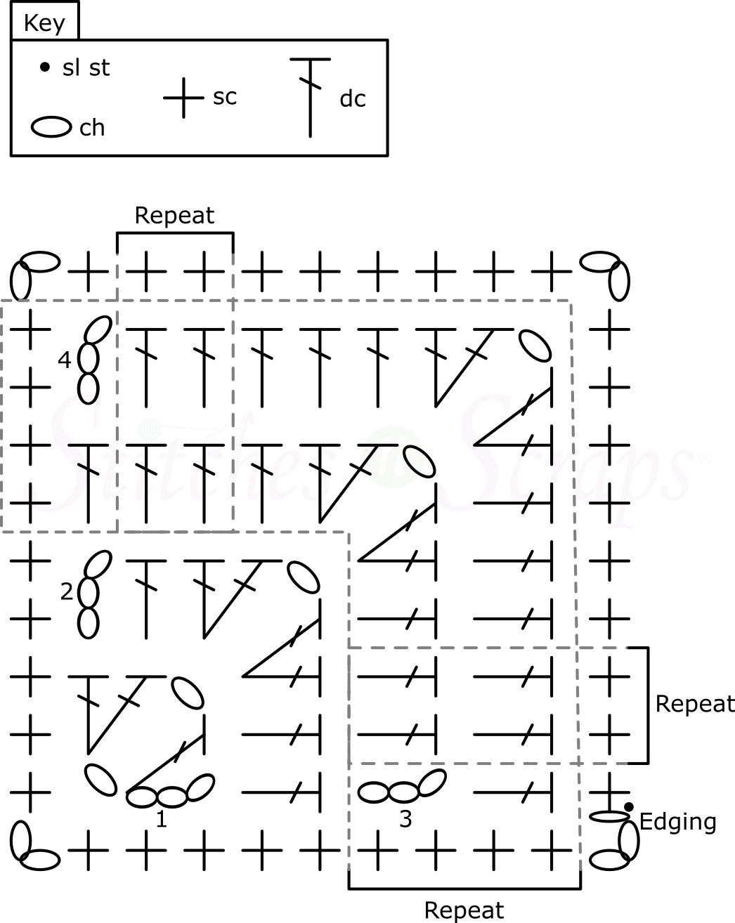 Crochet Around the Corner Mitered Square Washcloth