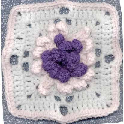 Crochet Dog Rose Granny Square