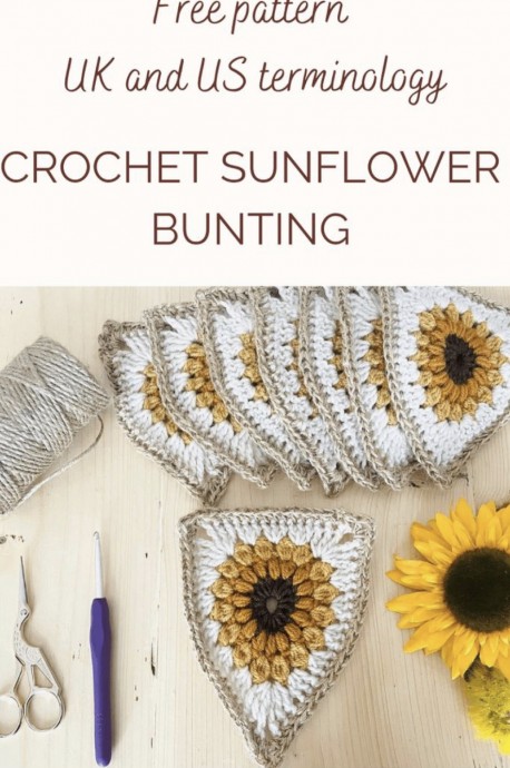 Crochet Sunflower Bunting (Free Pattern)