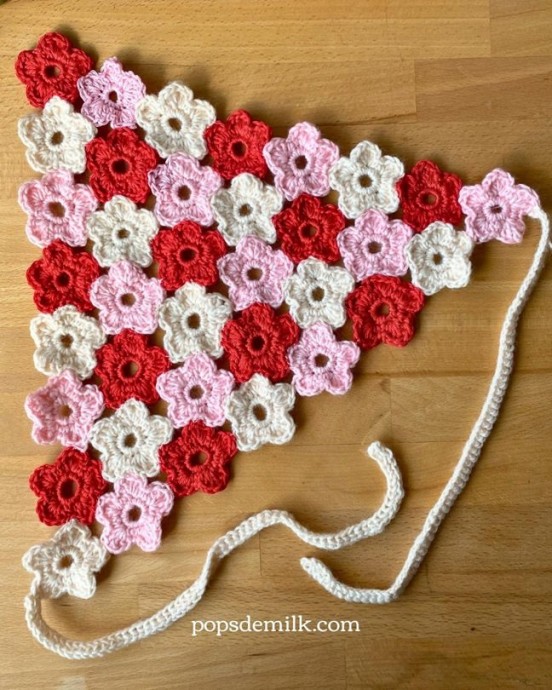 Crochet Anemone Flower Bandana