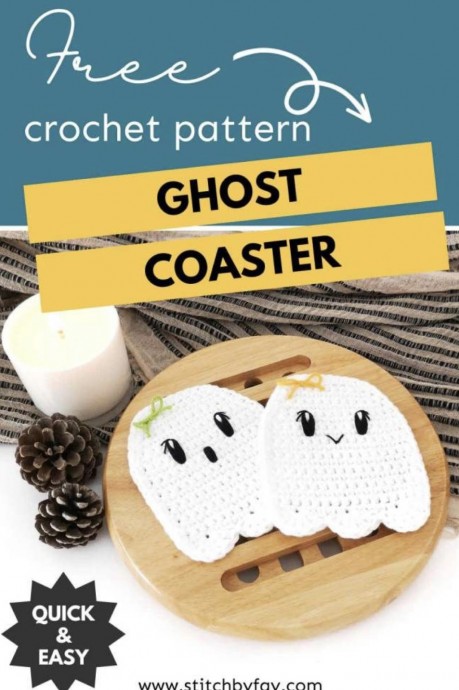 Crochet Ghost Coaster (Free Pattern)