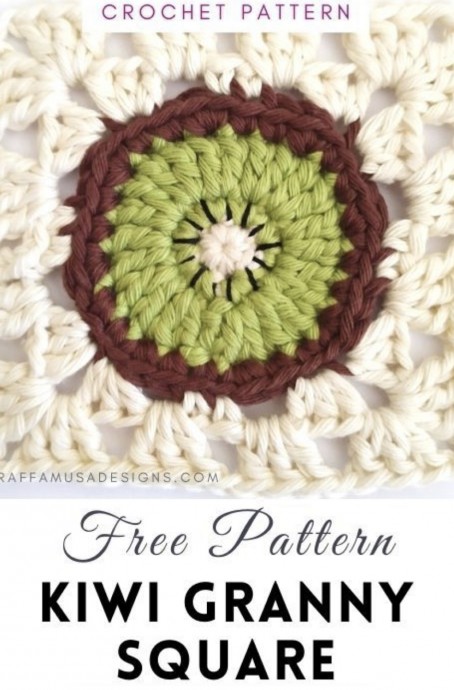 Kiwi Fruit Granny Square - Free Crochet Pattern