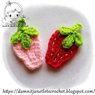 Crochet Strawberry Applique