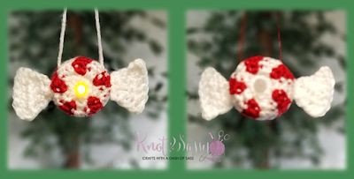 Crochet Lighted Peppermint Candy Ornament