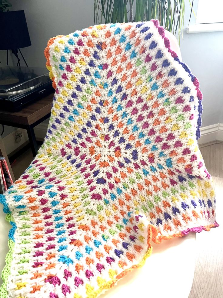 Crochet Rainbow Spike Blanket