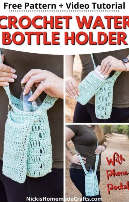 Free Crochet Pattern: Bottle Holder with Phone Pocket