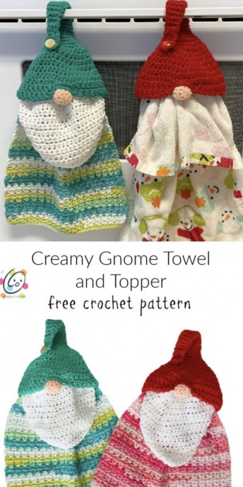 Free Crochet Pattern: Creamy Gnome Hanging Towel