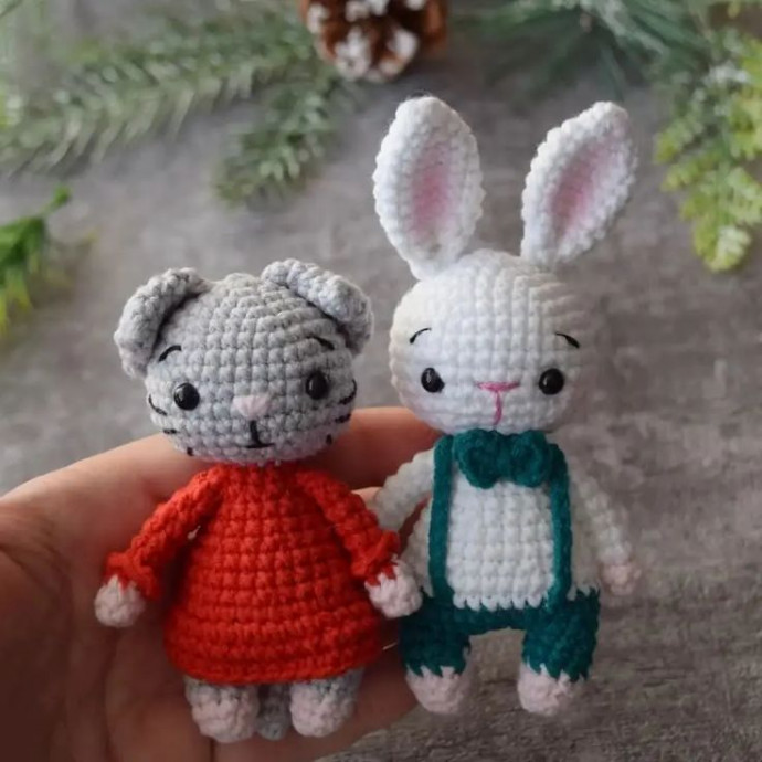 Crochet Amigurumi Cat and Bunny