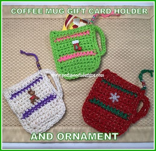 Crochet Coffee Mug Gift Card Holder and Ornament