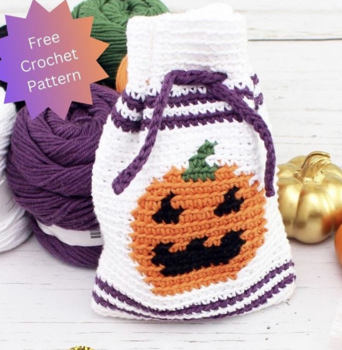 Crochet Jack-o’-Lantern Bag (Free Pattern)