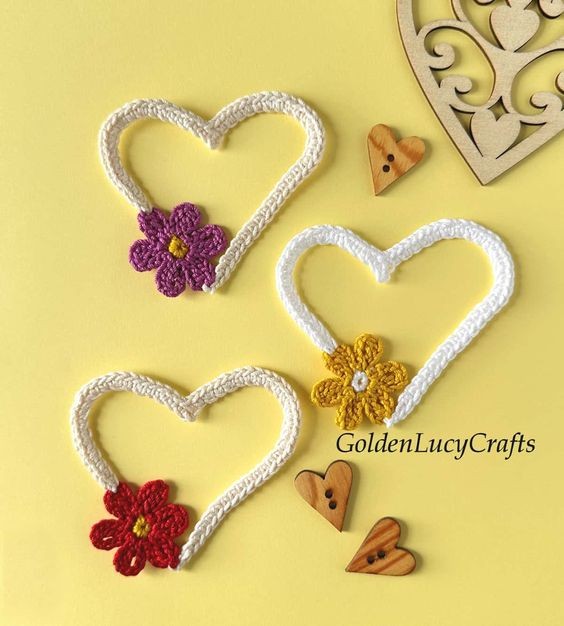 Crochet Floral Open Heart