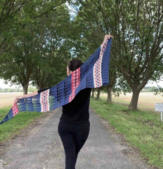 Geometric Joy Crochet Shawl (Free Pattern)