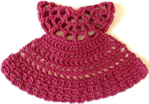 Crochet Burgundy Dress Dishcloth