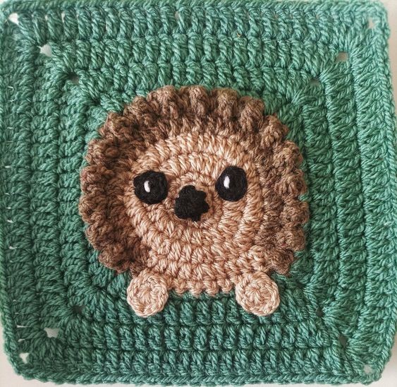 Crochet Woodland Hedgehog Granny Square