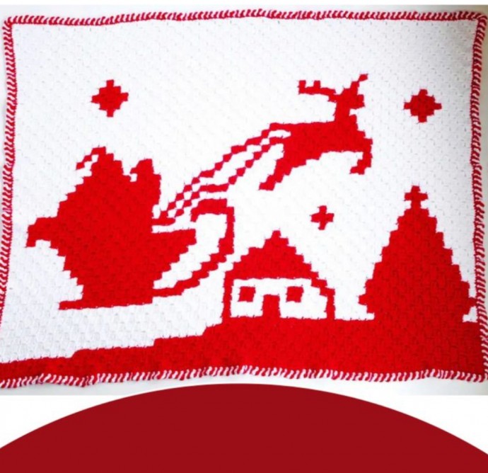 Crochet C2C Santa and Reindeer Night Before Christmas Throw (Free Pattern)