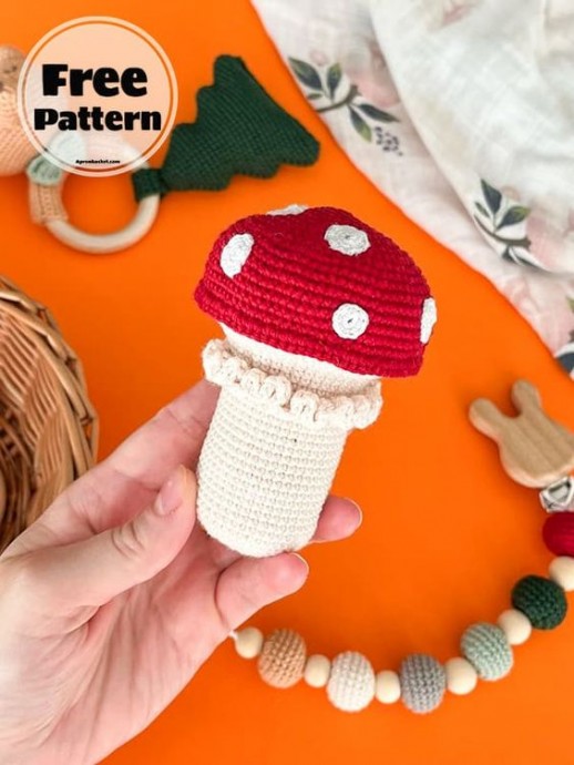 Crochet Mushroom Rattle