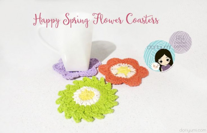 Crochet Happy Spring Flower Coasters