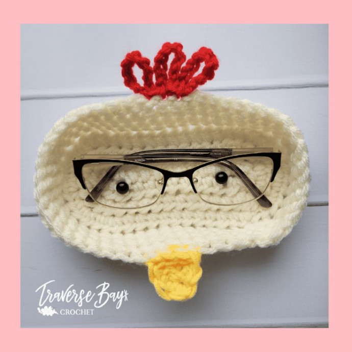 Crochet Chicken Glasses Holder Case