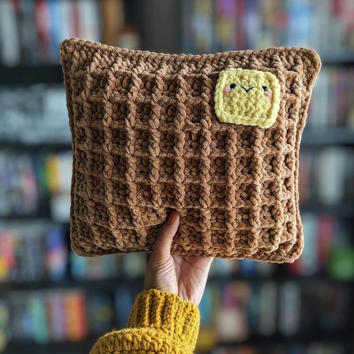 Crochet Waffle Pillow