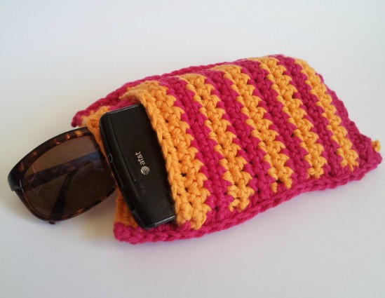 Crochet Summer Stripes Cell Phone/Sunglasses Case