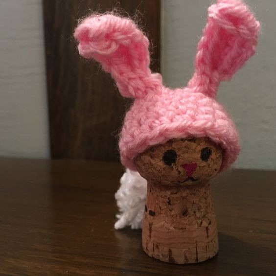 Crochet Bunny Rabbit Cork Ornaments