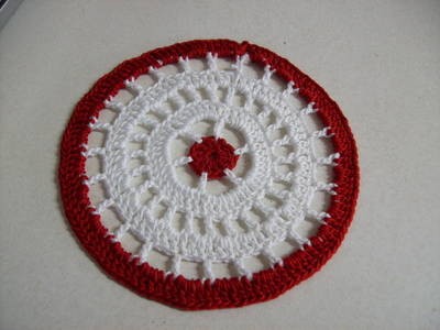 Crochet Red and White Mini Doily