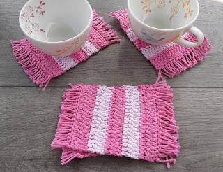 Crochet Stripey Mug Rugs