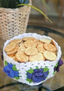 Crochet Blossom Adorned Cookie Bowl