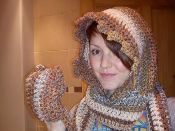 Crochet Hooded Scarf