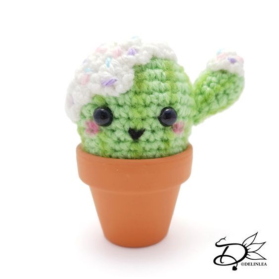 Crochet Ice Cream Cactus Amigurumi