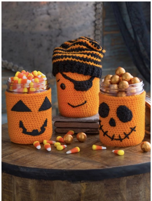 Crochet Halloween Jar Cozies (Free Pattern)