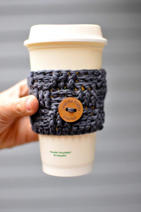 Crochet Basket Weave Coffee Sleeve Cover