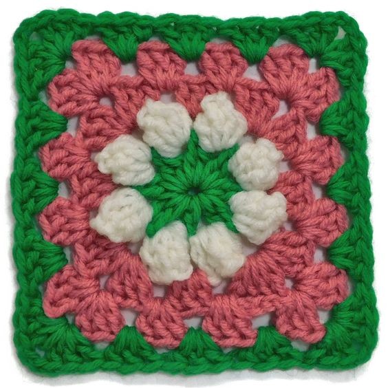 Crochet Popcorn Granny Square