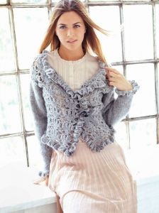 Crochet Elegance Ruffle Jacket